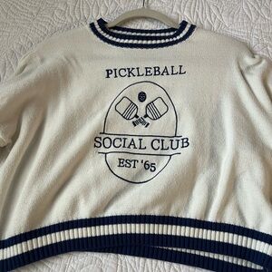 Sincerely Jules Cream and Navy Pickleball Sweater
